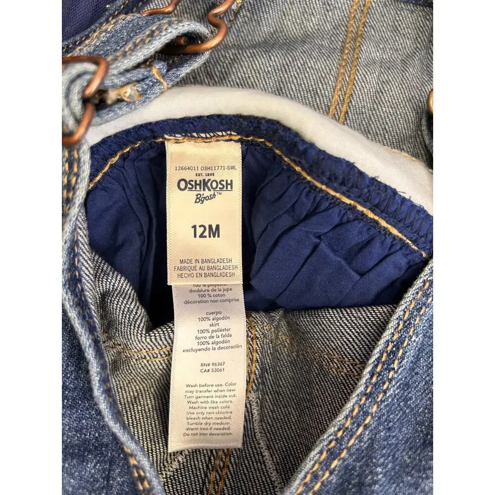 OSHKOSH B’GOSH Girl’s Denim Overall Dress / Size: 12 Months